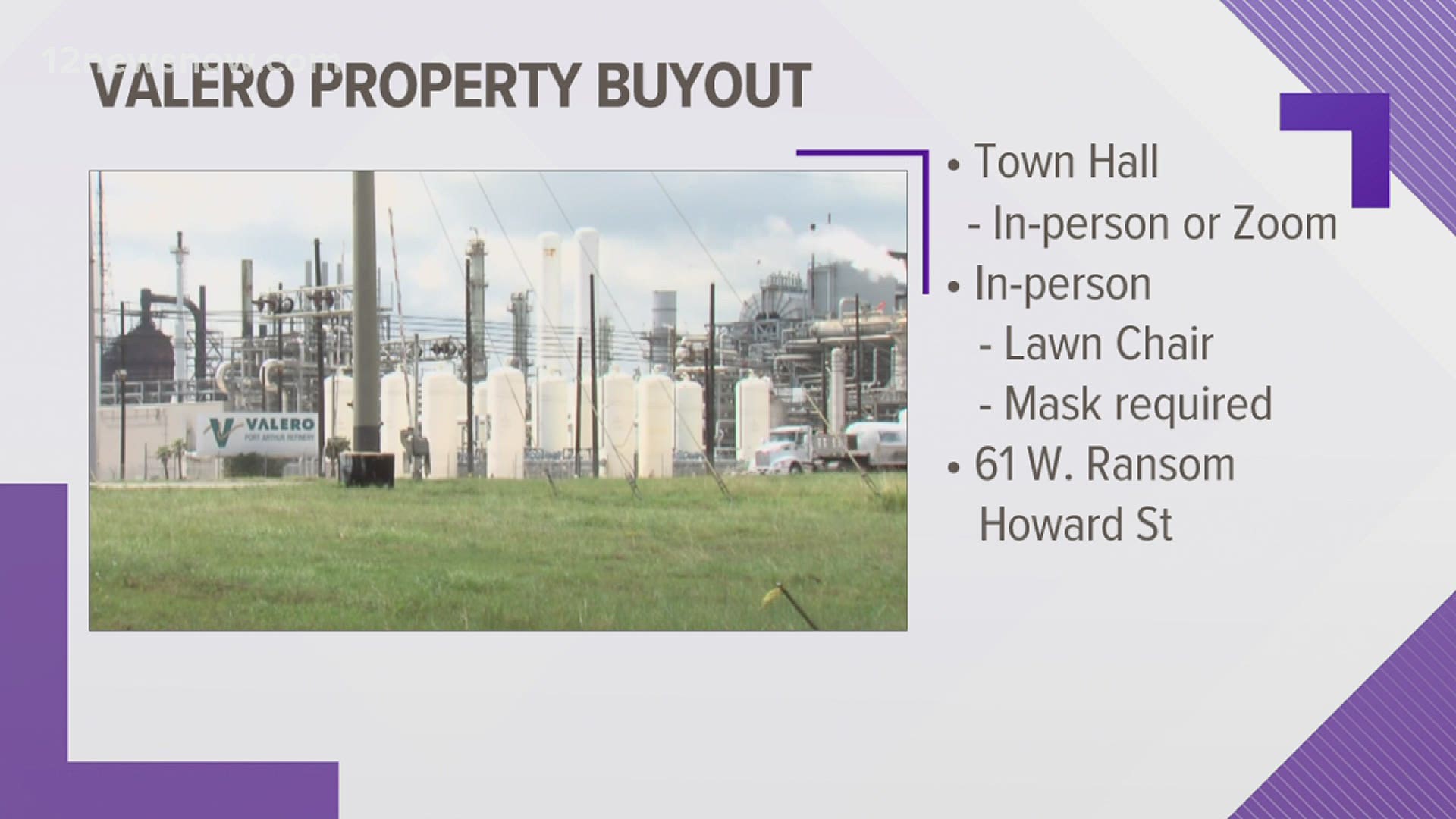 A group is holding a town hall meeting Thursday night to educate west Port Arthur residents who may be approached to sell their home to a nearby refinery.