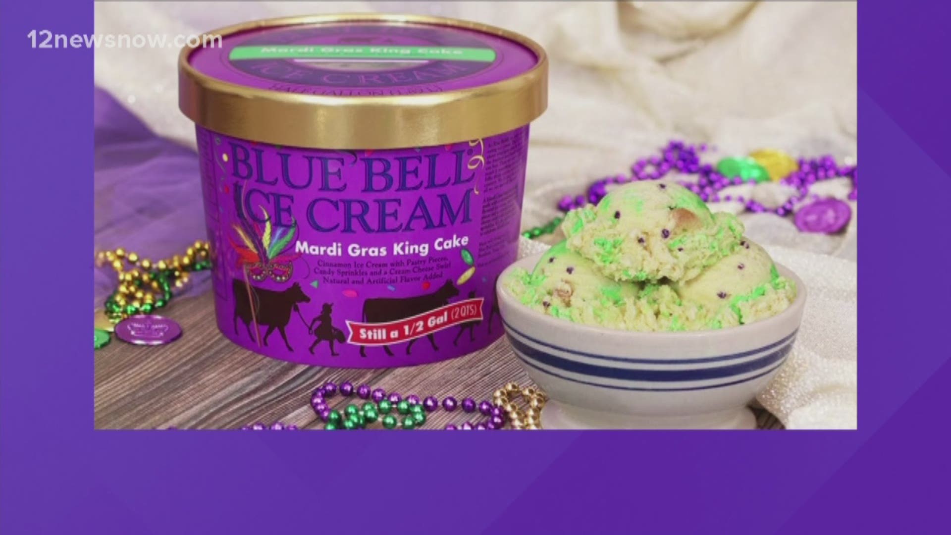 Where can I find Blue Bell Mardi Gras ice cream?