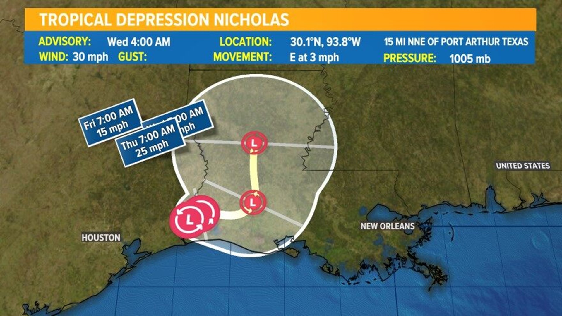 Tropical Depression Nicholas update: Heavy rain in Louisiana | khou.com
