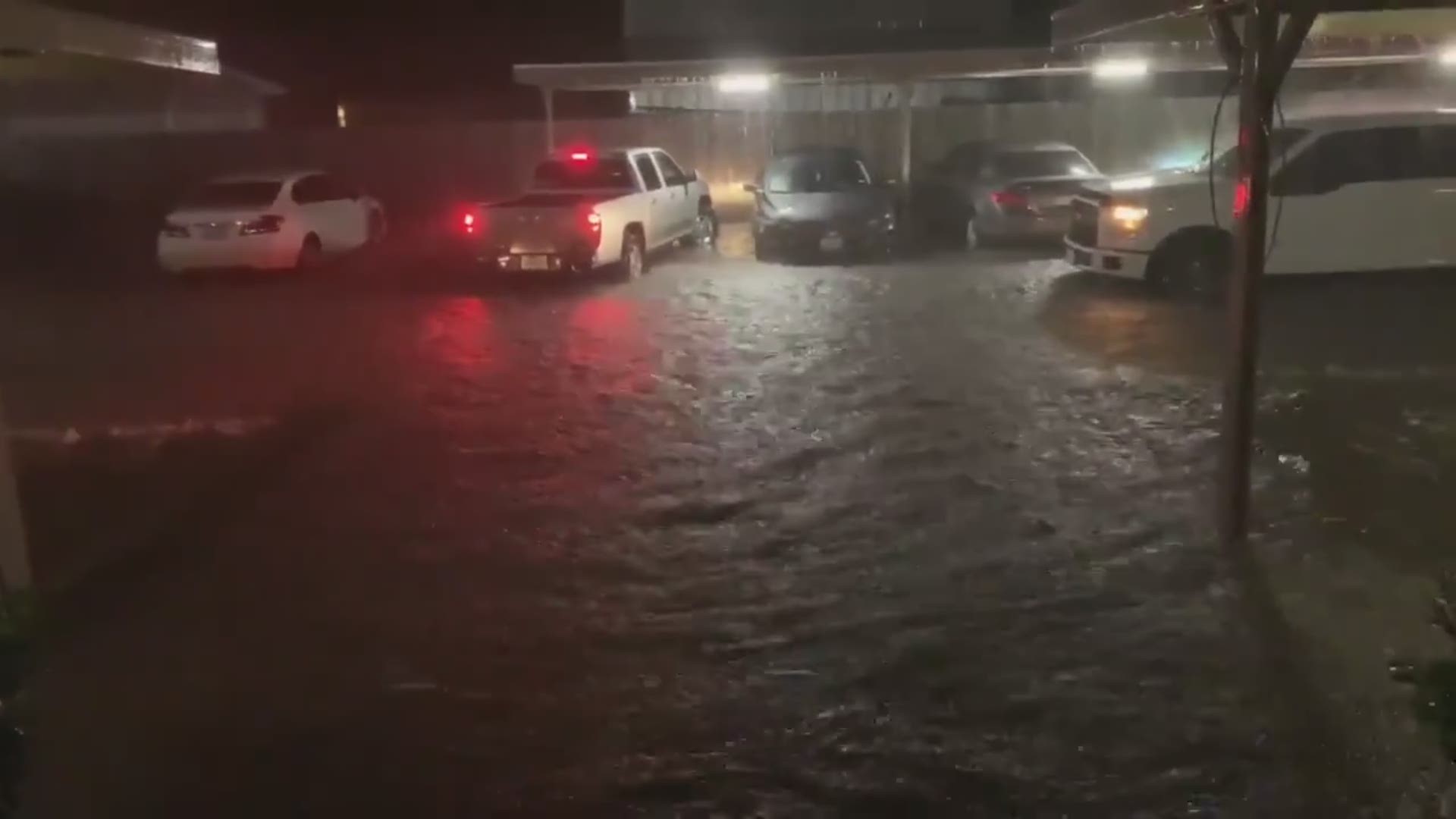 Jordan James captured the flooding in the parking lot at Settler's Cove Apartments in Beaumont on 9/18.