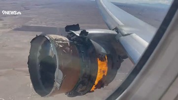 Videos show damaged airplane engine, debris rain down on neighborhoods