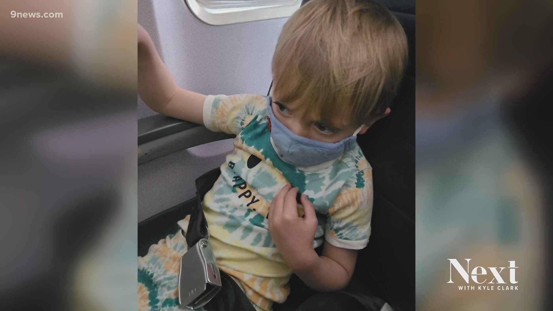 Caroline says her son, 3-year-old Orion, can struggle with masks because of the disorder. She alerted the airline before the flight out of Denver.