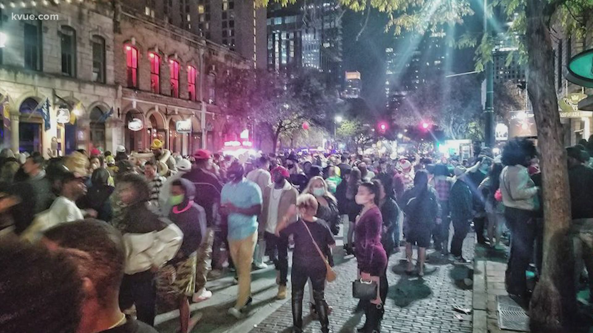 Thousands were seen crowding Sixth Street in Downtown Austin on Halloween night. Many wore masks but few were practicing social distancing.