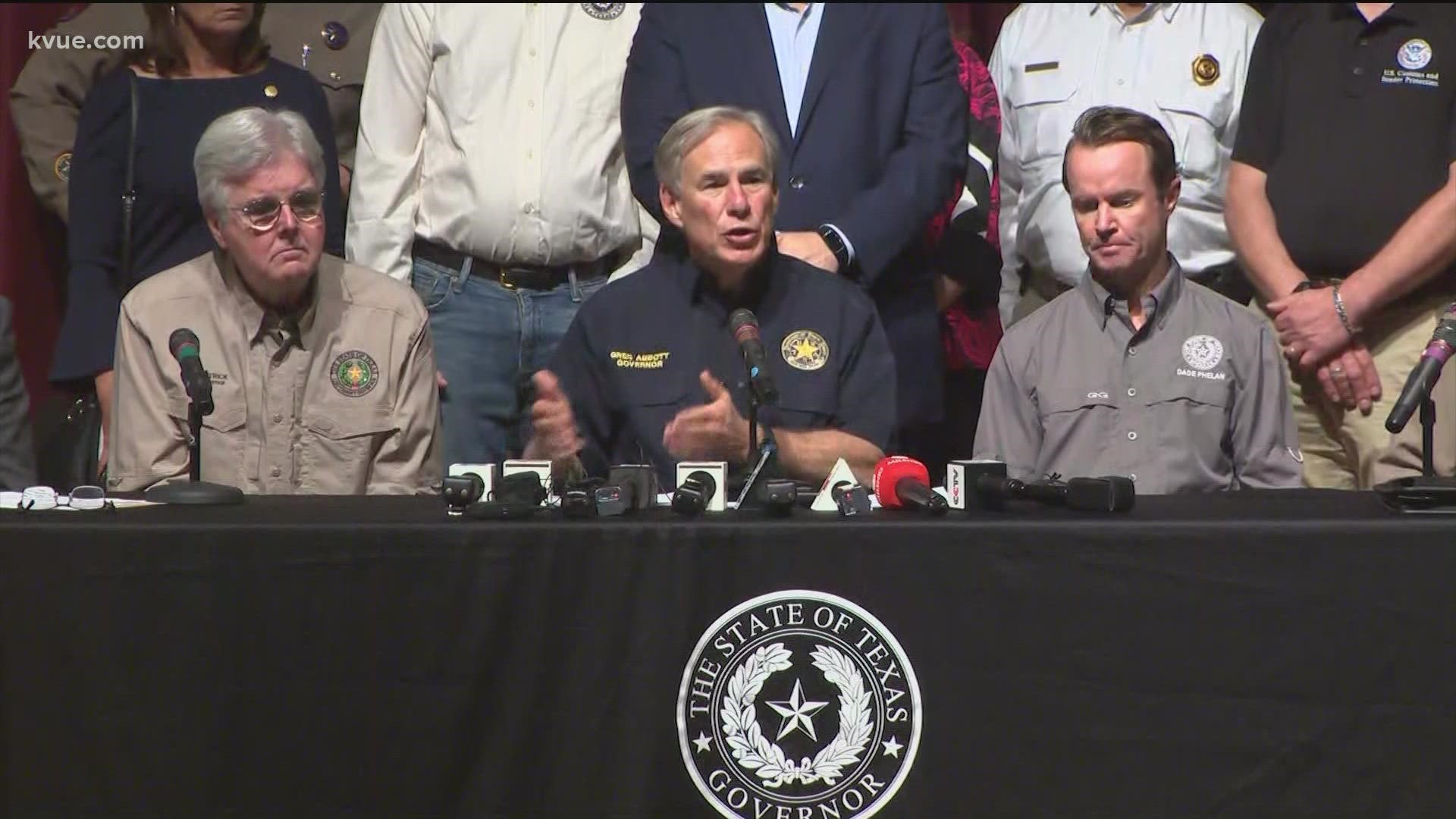 Gov. Greg Abbott addressed policy during his news conference. The conference was interrupted by Democratic gubernatorial candidate Beto O'Rourke.