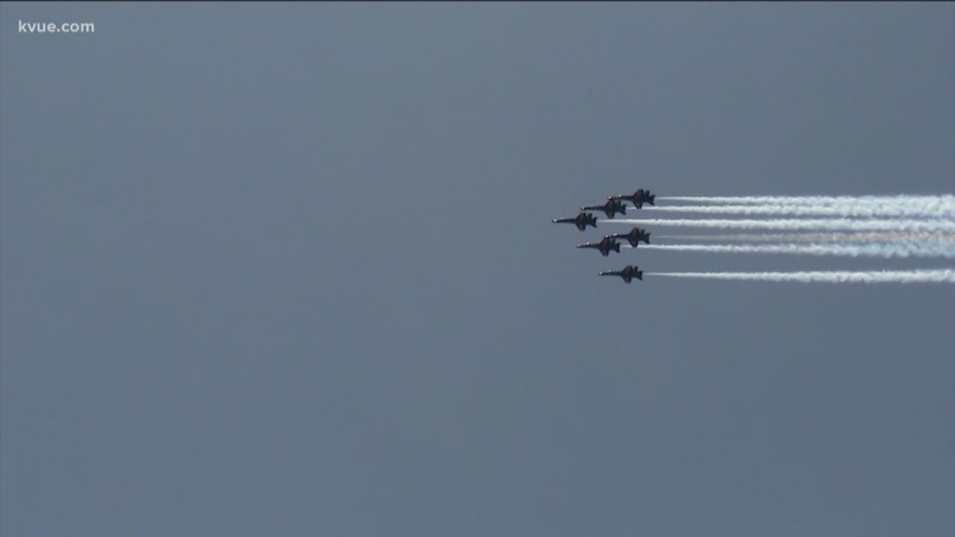 Air Force Thunderbirds flying over Austin, San Antonio
