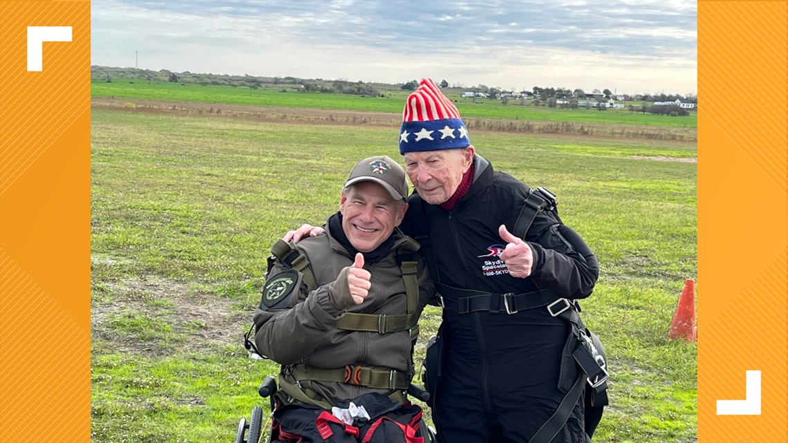 Gov. Greg Abbott skydives with 106-year-old World War II veteran