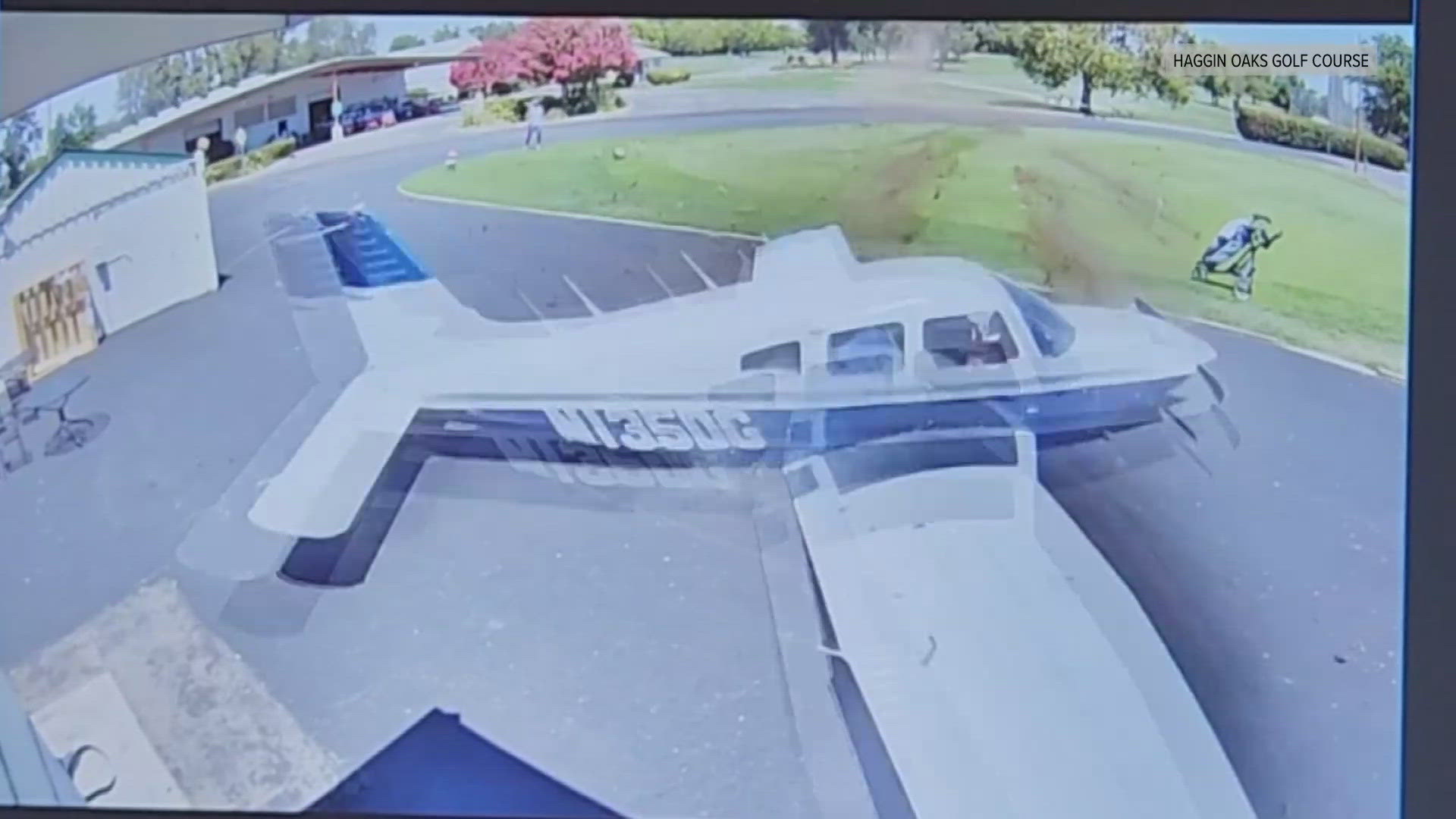 The plane crashed into the building early Sunday afternoon at the Haggin Oaks Golf Complex along Fulton Avenue.