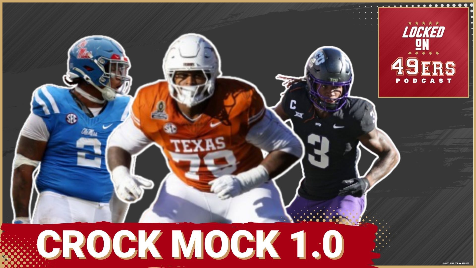 Eric Crocker's mock draft for the San Francisco 49ers. Moving around the board to attack need positions like OT, DT, DE, WR, RB, and QB.