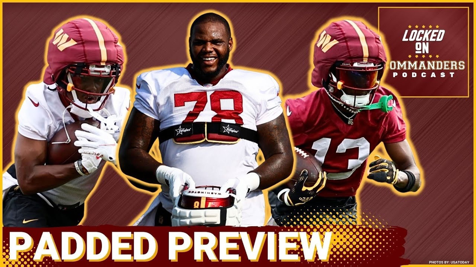 With the Washington Commanders' first padded practice of training camp happening Monday we preview what we're looking for and which players we'll be watching.