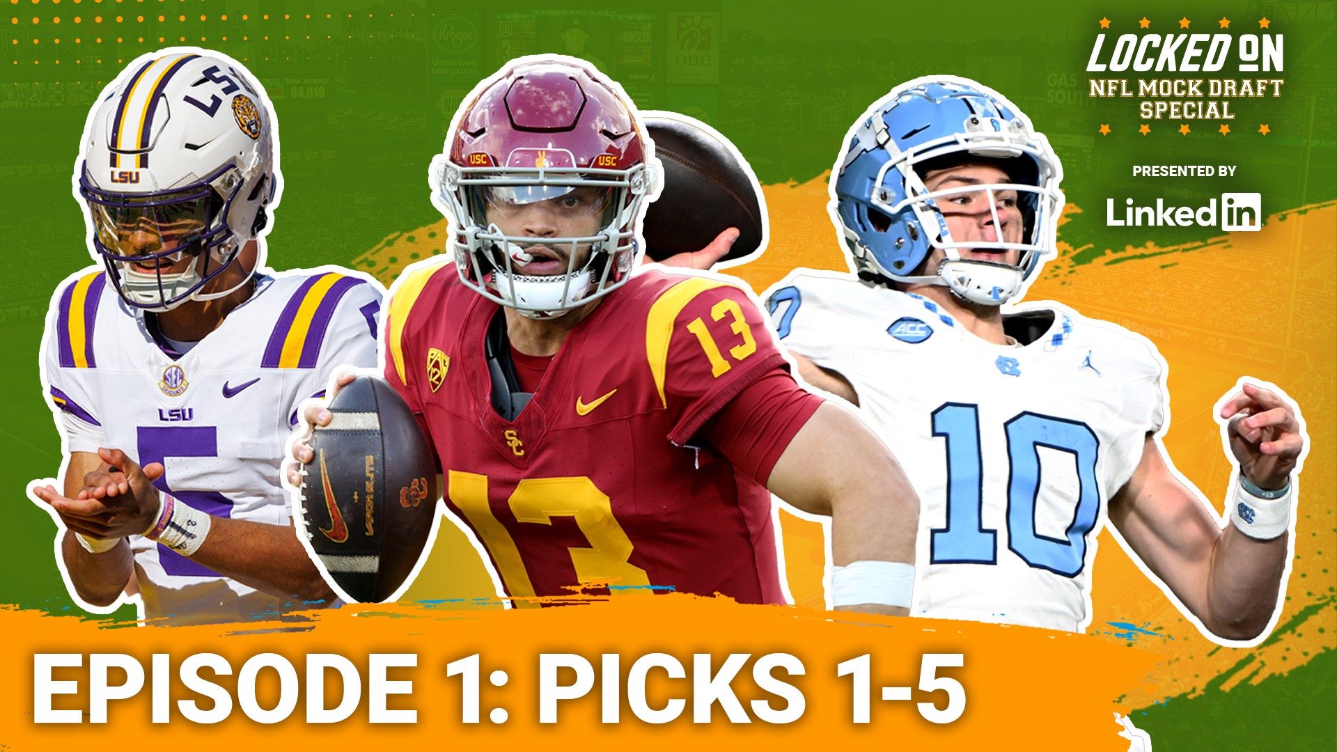 The 2024 Locked On NFL Mock Draft starts with picks from the Chicago Bears, Washington Commanders, New England Patriots, Minnesota Vikings and Los Angeles Chargers.