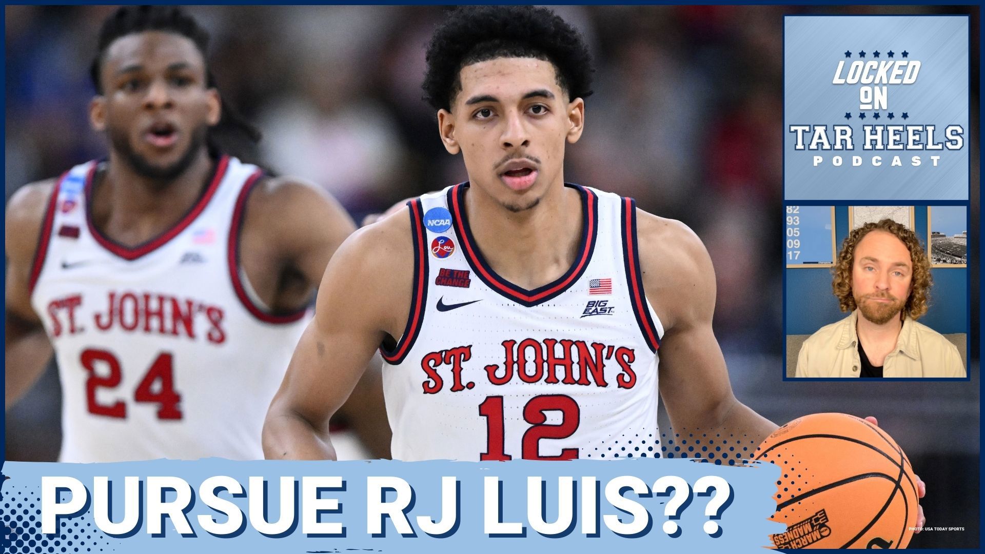 Can the North Carolina Tar Heels basketball team secure RJ Luis, the reigning Big East Player of the Year, as their next transfer?