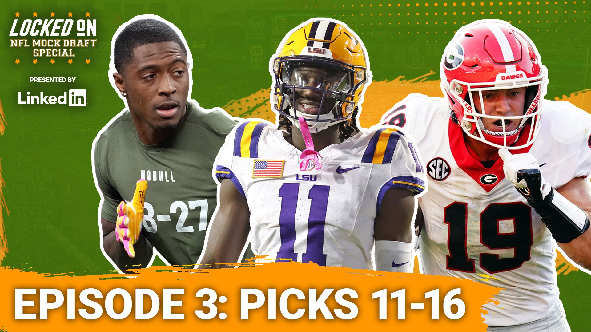The 2024 Locked On NFL Mock Draft episode three sees picks from the Arizona Cardinals, Denver Broncos, Las Vegas Raiders, New Orleans Saints and Indianapolis Colts.