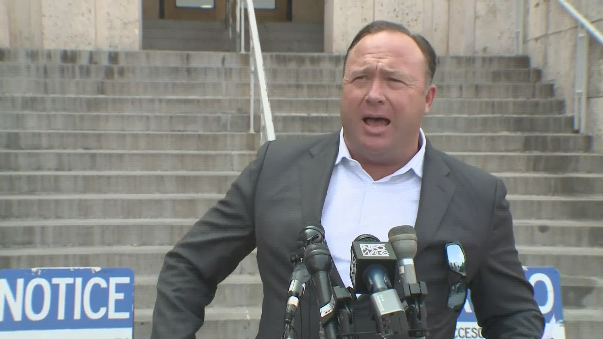 Jones was fined for missing a deposition in the lawsuit by Sandy Hook families.