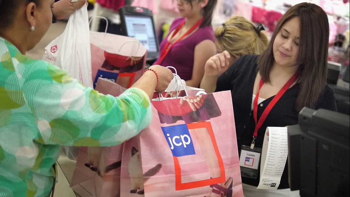 Woman Legs Walking With Payless Shoes And Jcpenney Shopping Bags