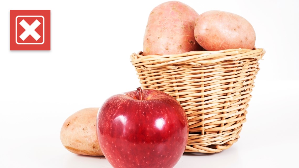 No, the nutrients in potatoes and apples aren’t all in the skin
