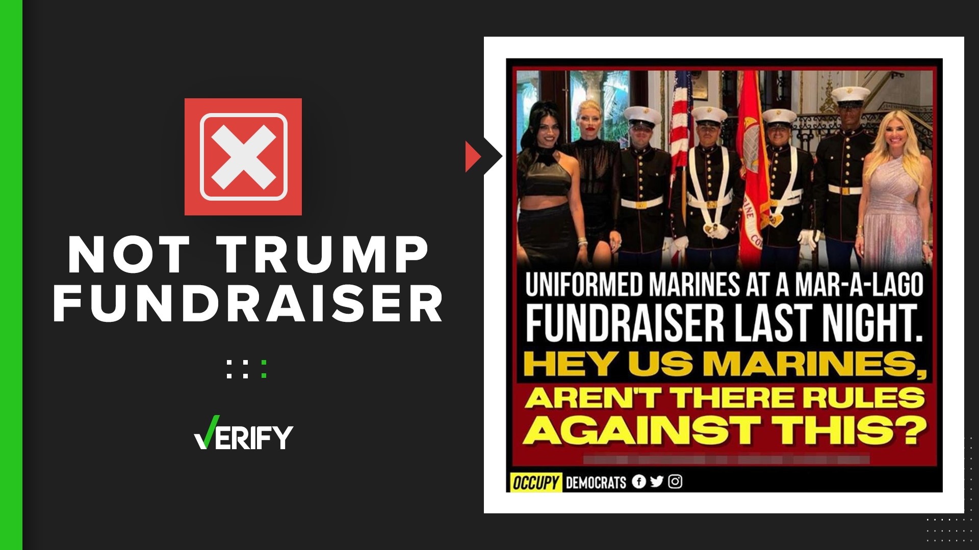 Four U.S. Marines attended a fundraiser for a charity seeking to reduce veteran suicides at the Mar-a-Lago Club.