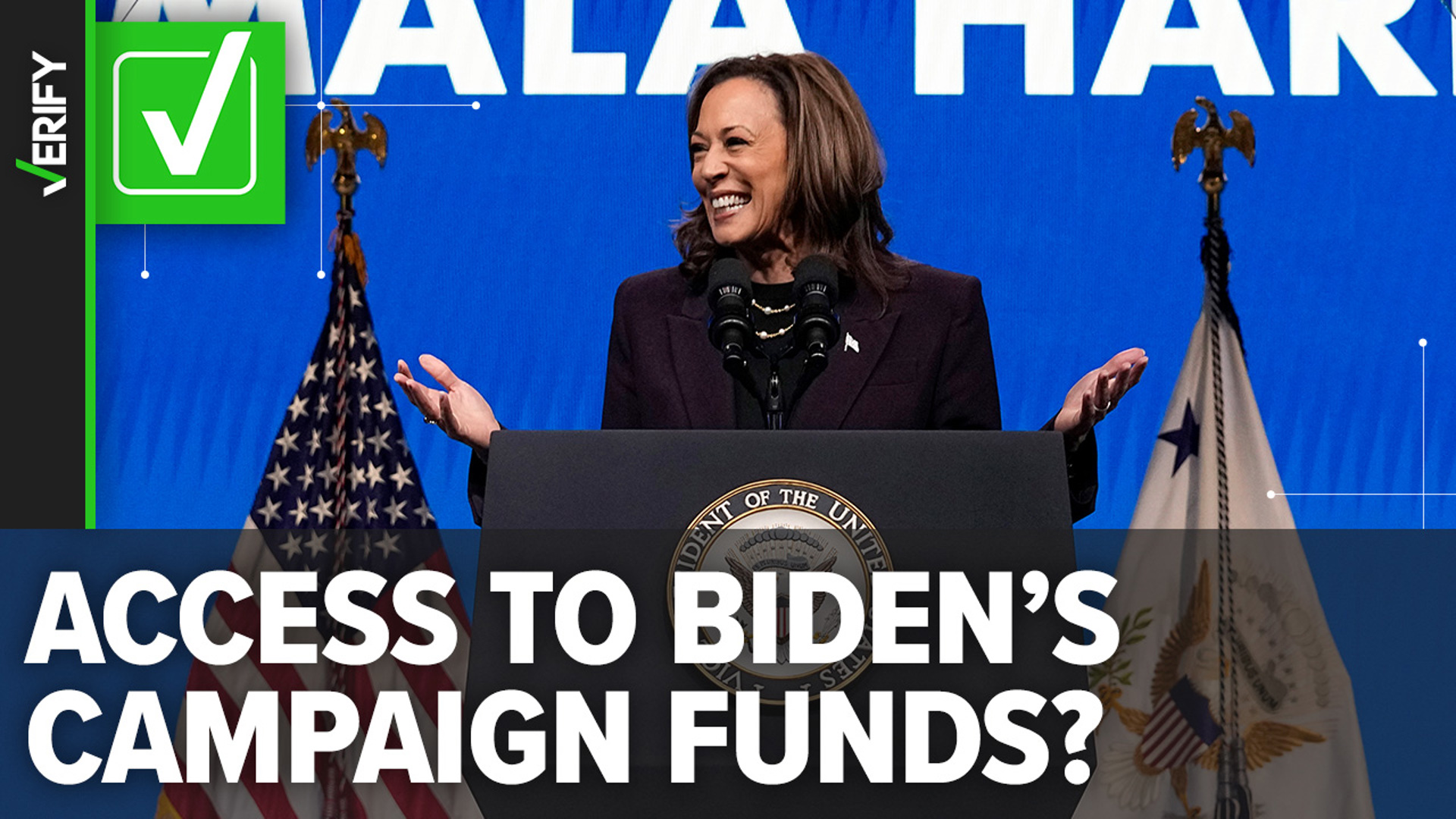 Harris is allowed to use the money Biden has raised for her presidential bid because the two of them share a campaign account, campaign finance experts say.