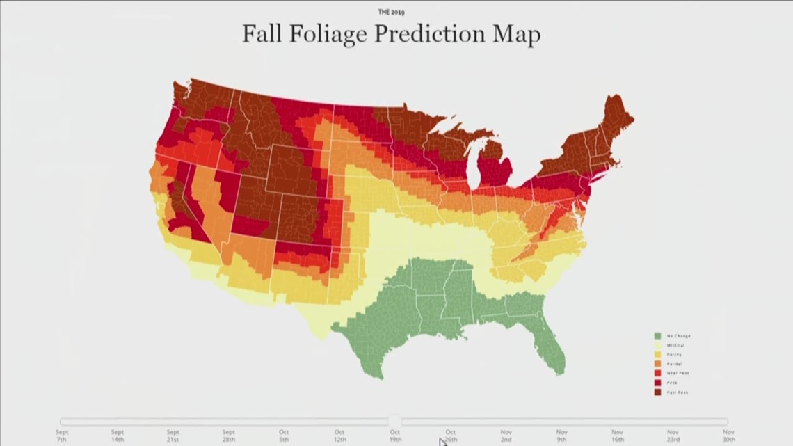 Fall foliage prediction map shows timing of leaf changes  khou.com