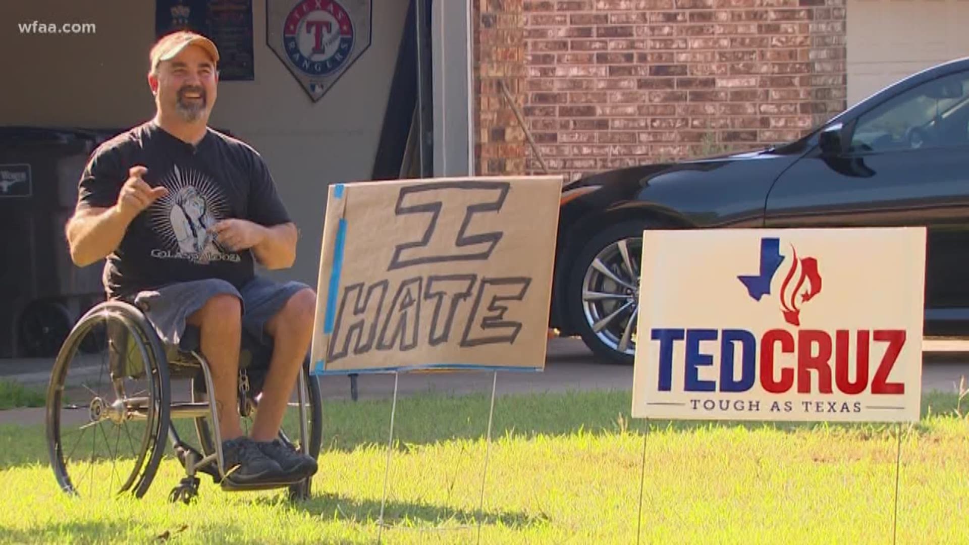 It's neighbor vs. neighbor when it comes to this Ted Cruz campaign sign