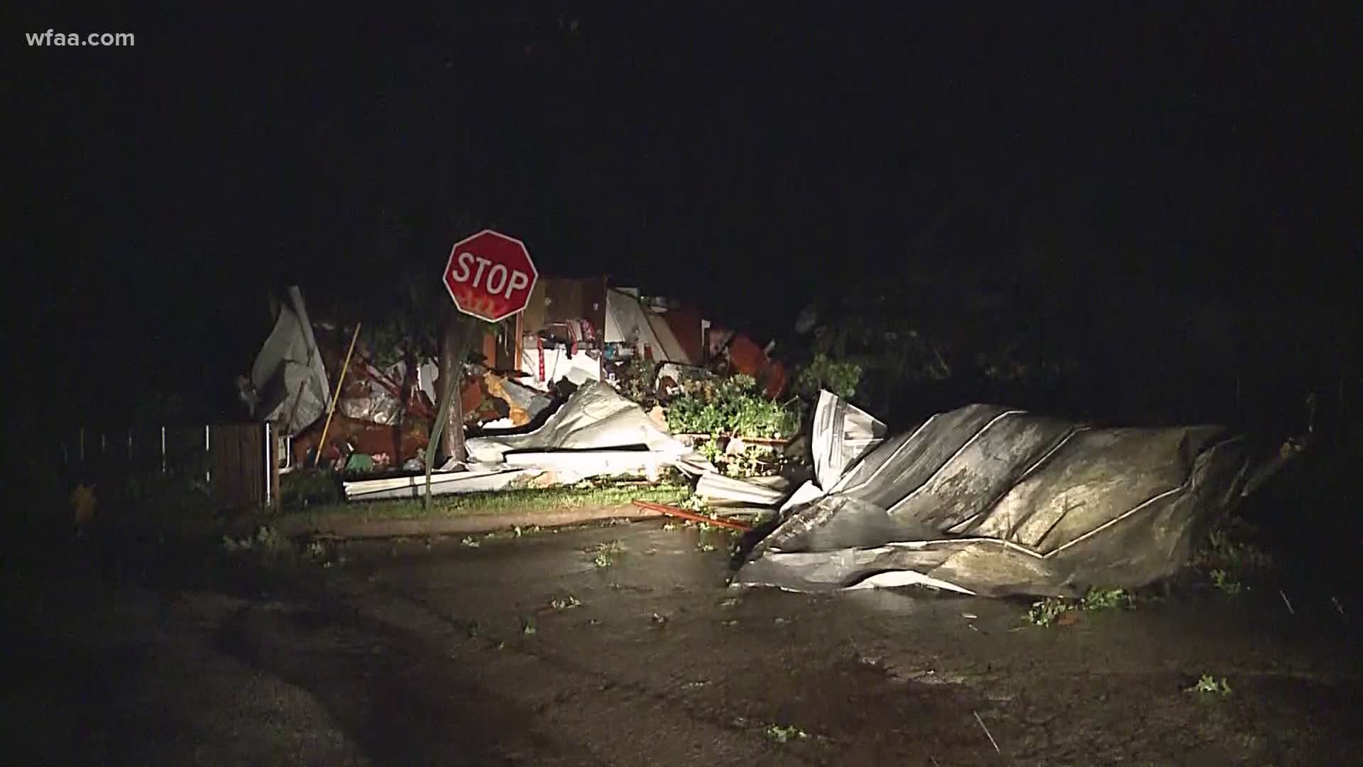 The Friday night storm caused power outages and brought reports of damages to homes and buildings.