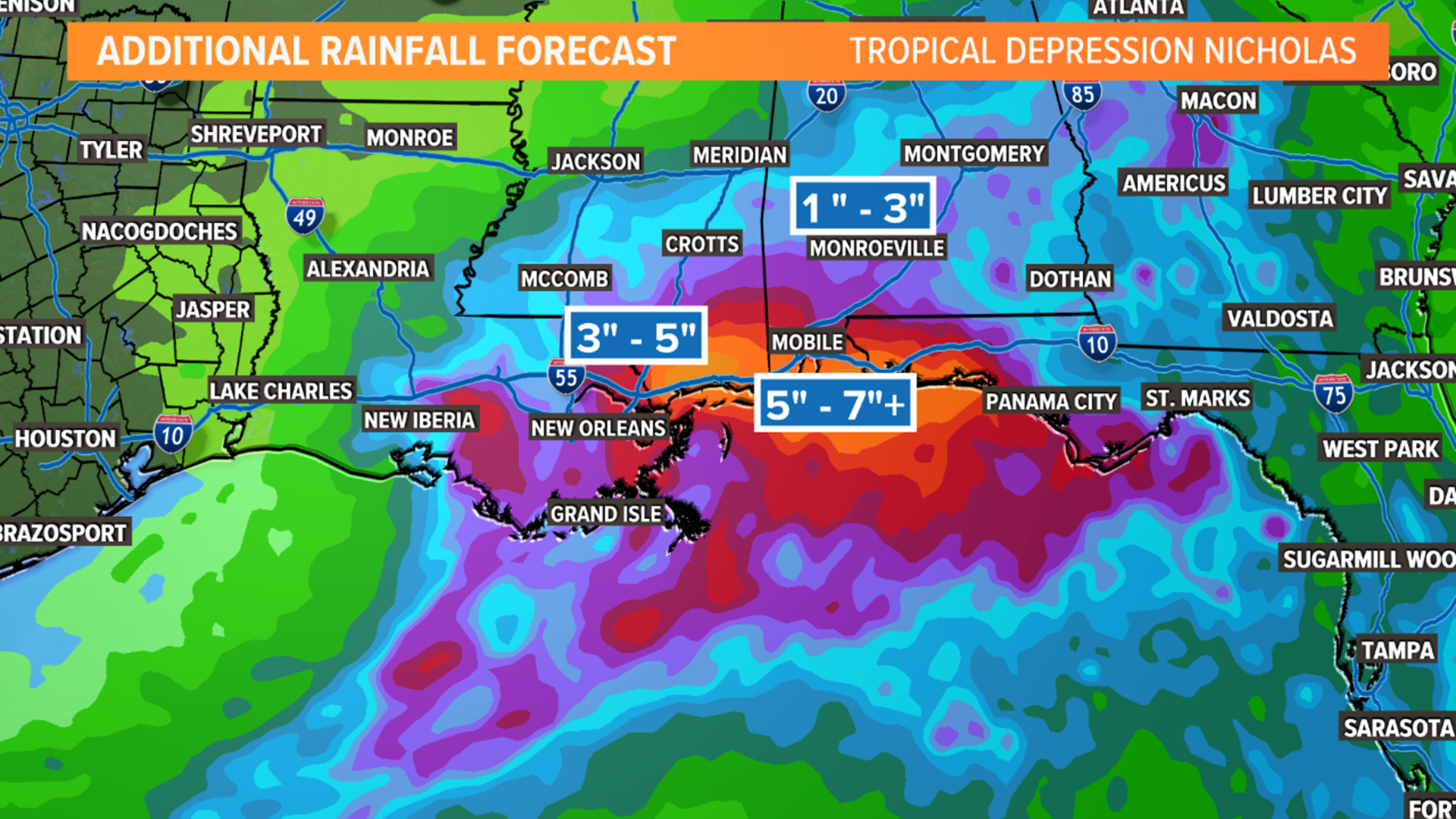 Tropical Depression Nicholas update: Heavy rain in Louisiana | khou.com