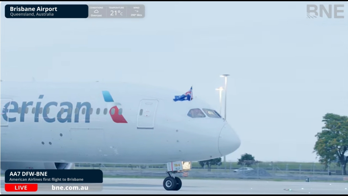 American Airlines lands its longest flight in Brisbane, Australia