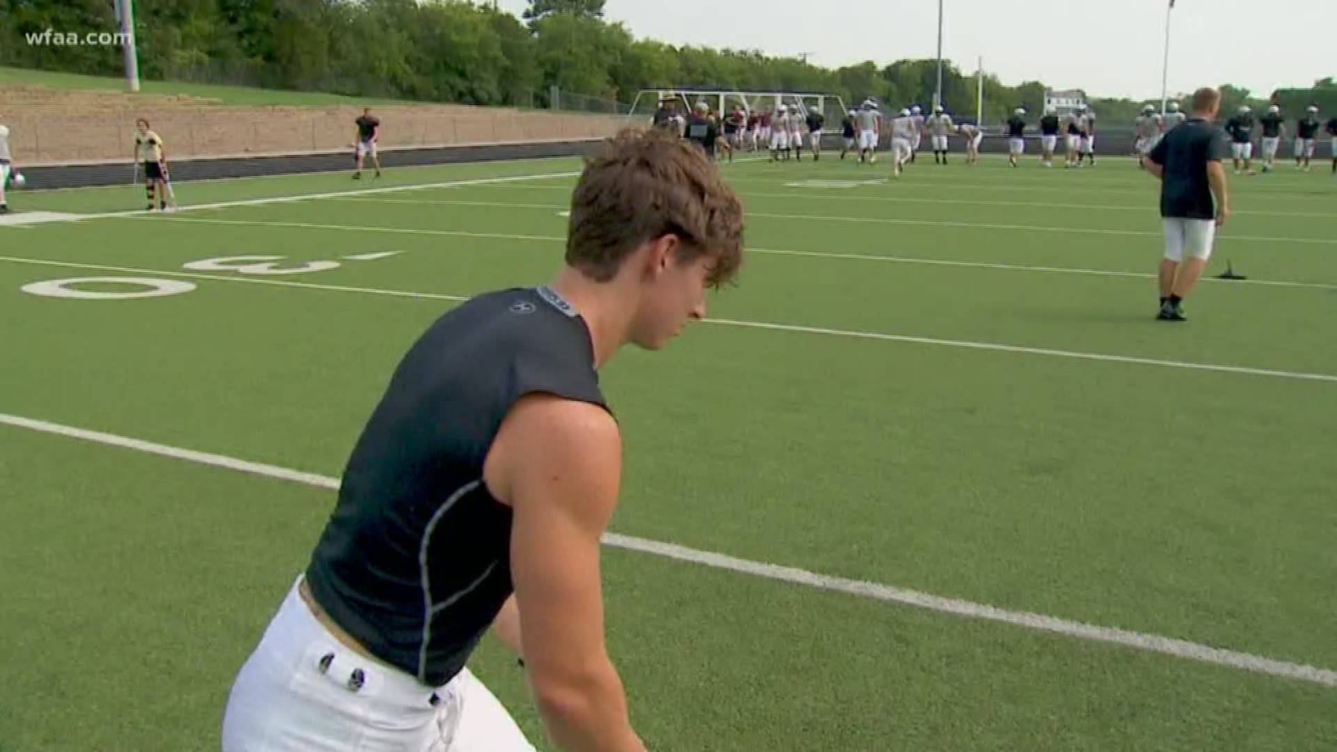 Denton Guyer kicker with only one eye putting it between the posts
