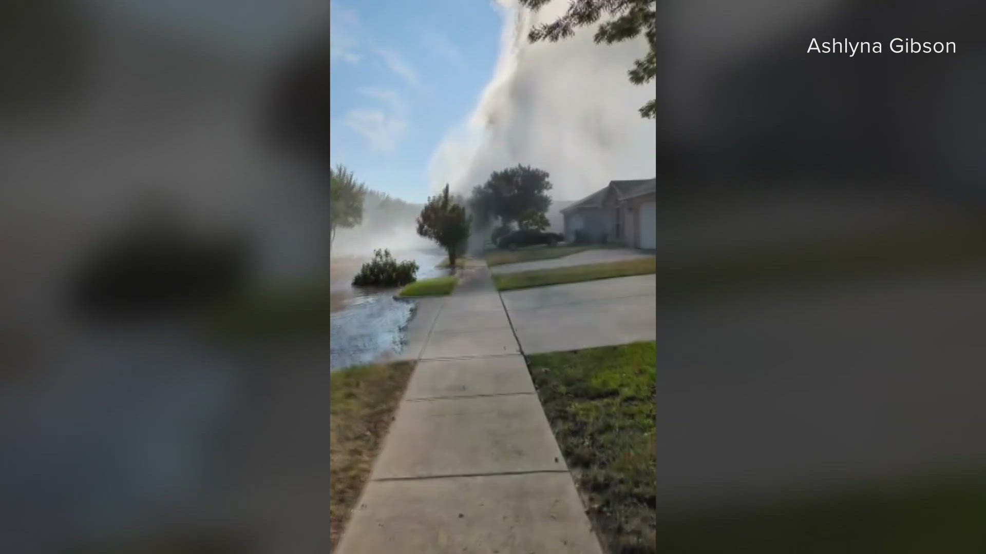 The break happened near 8597 Trinity Boulevard in the River Trails area of northeast Fort Worth, near Euless.