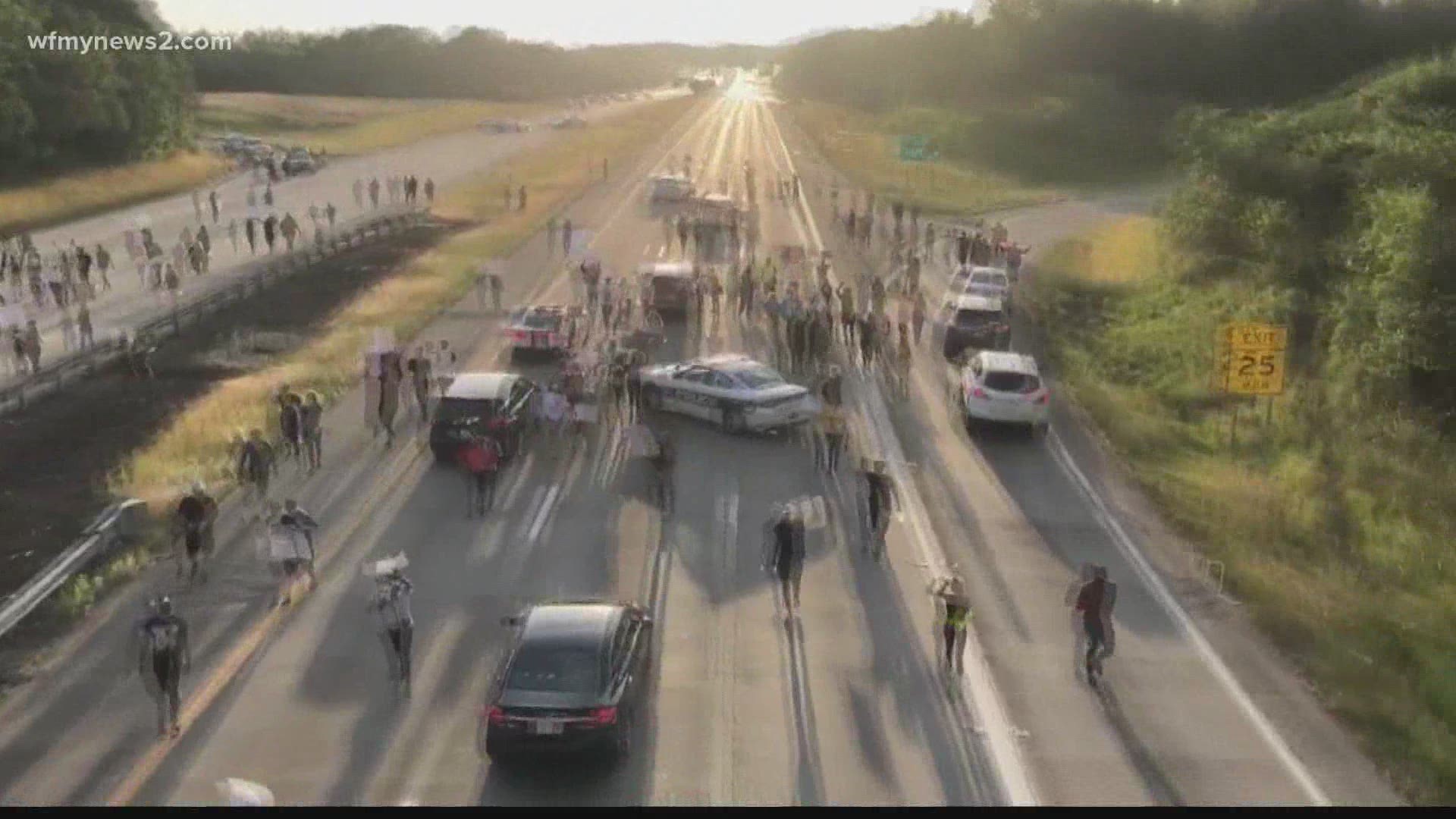 Winston-Salem Police Address Protestors Blocking Interstate 40 | Khou.com