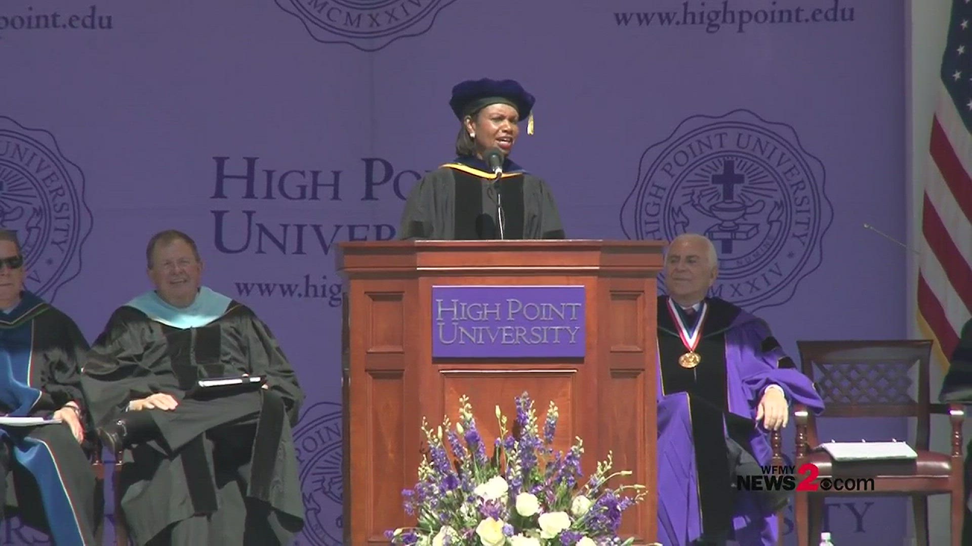 Rice challenged High Point University's class of 2016 to become optimists for the world.