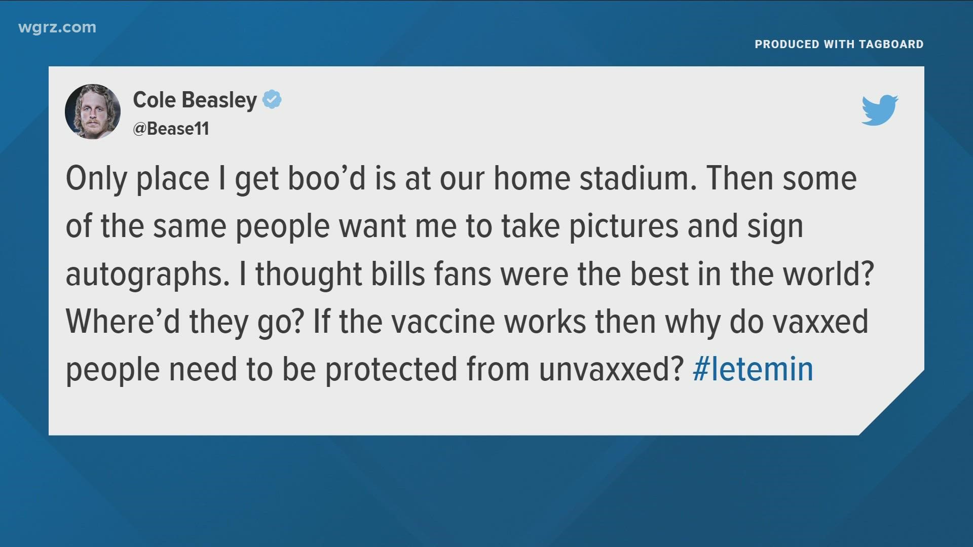 Cole Beasley calls out fans who boo'd him