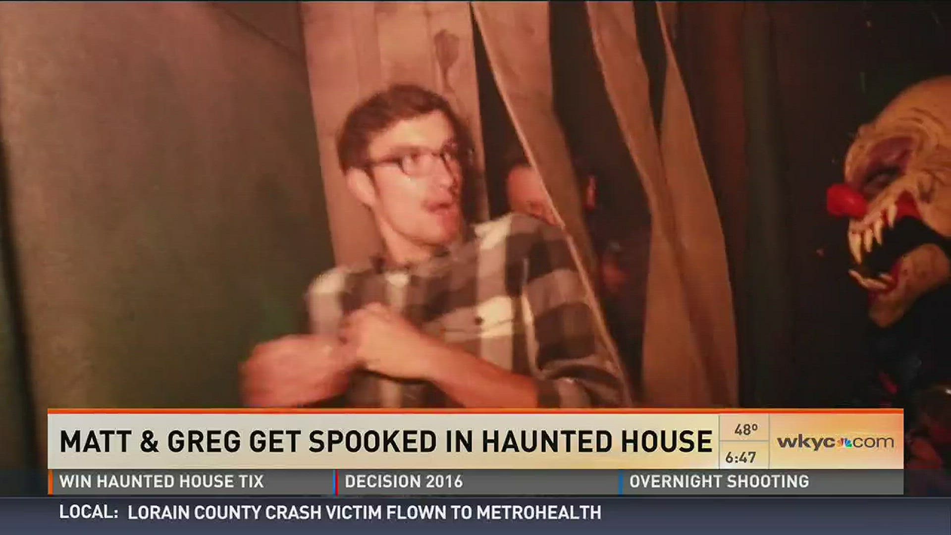Oct. 27, 2016: See what happens when intern Kody gets scared by monsters from Akron's Haunted Schoolhouse and Haunted Laboratory on live TV.