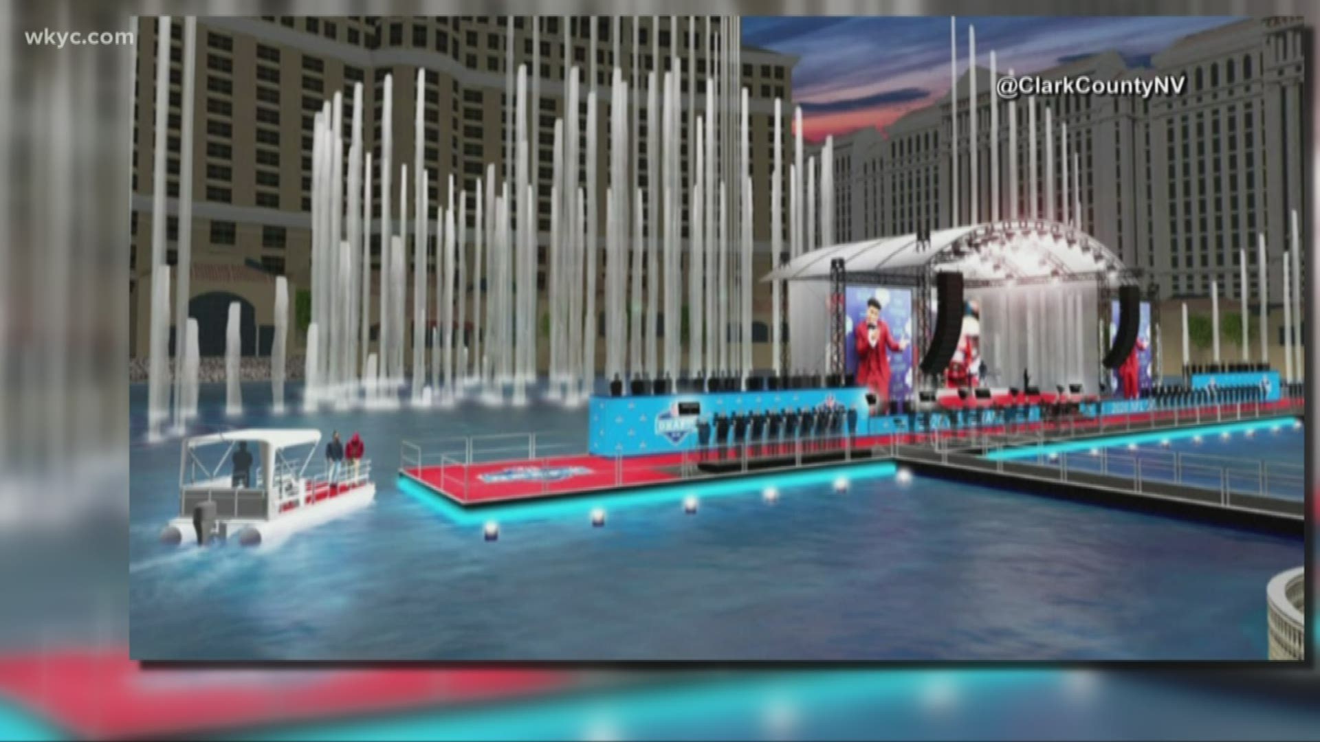 The plan is to have the stage set up on the water in front of the famous Bellagio fountains. And get this,  drafted players will take a boat to get to the stage.