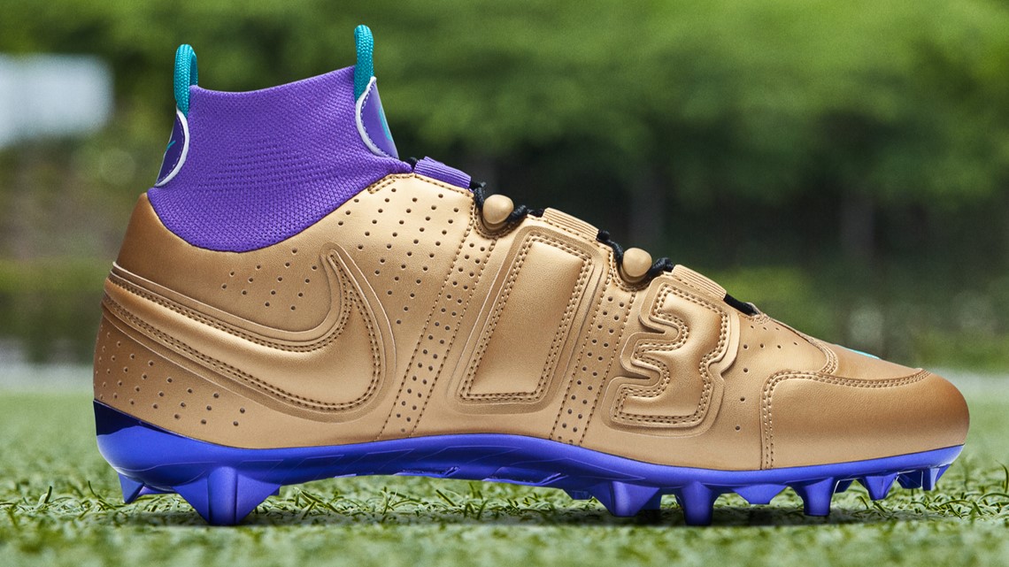 purple gold football cleats