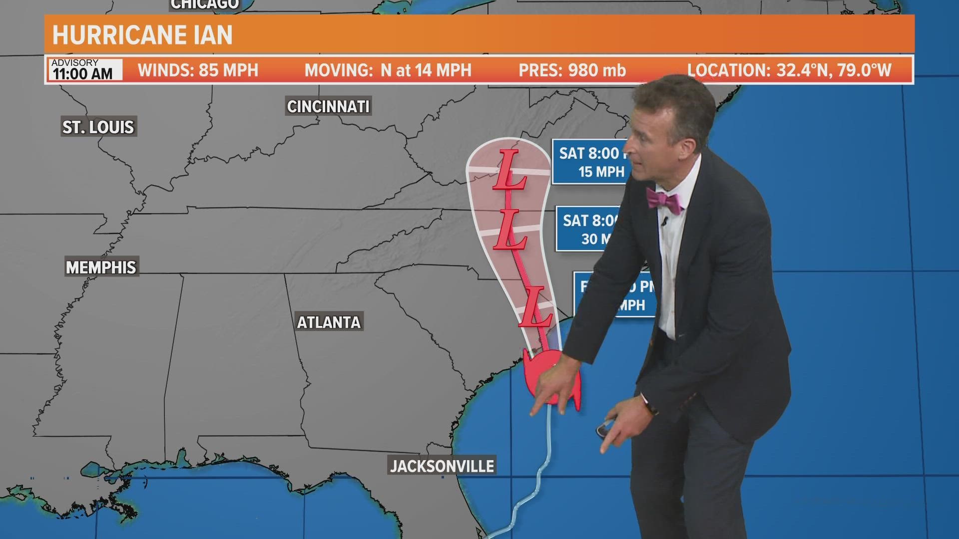 Hurricane Ian remained a Cat. 1 storm Friday afternoon with an estimated landfall time in South Carolina | Friday, Sept. 30