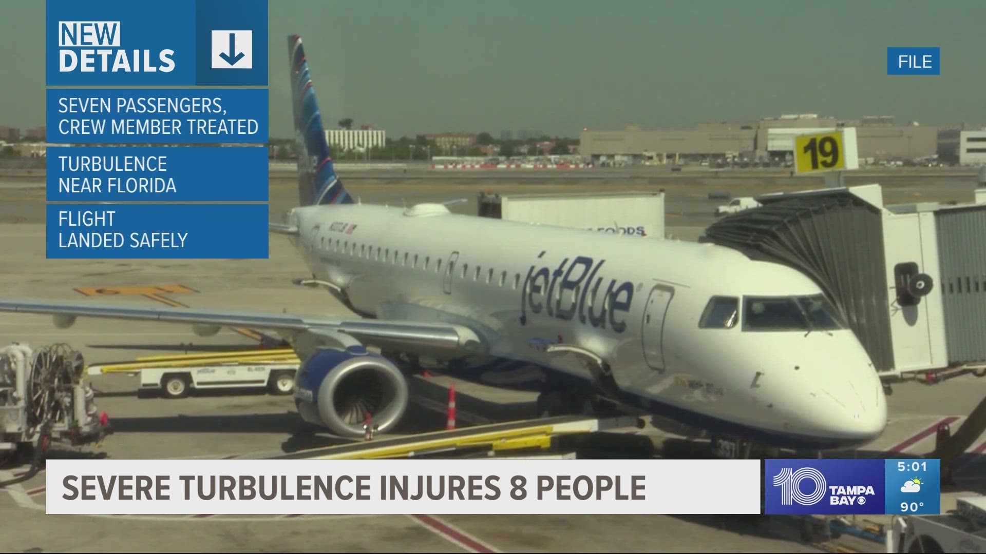 Seven passengers and a crewmember were taken to the hospital for treatment.