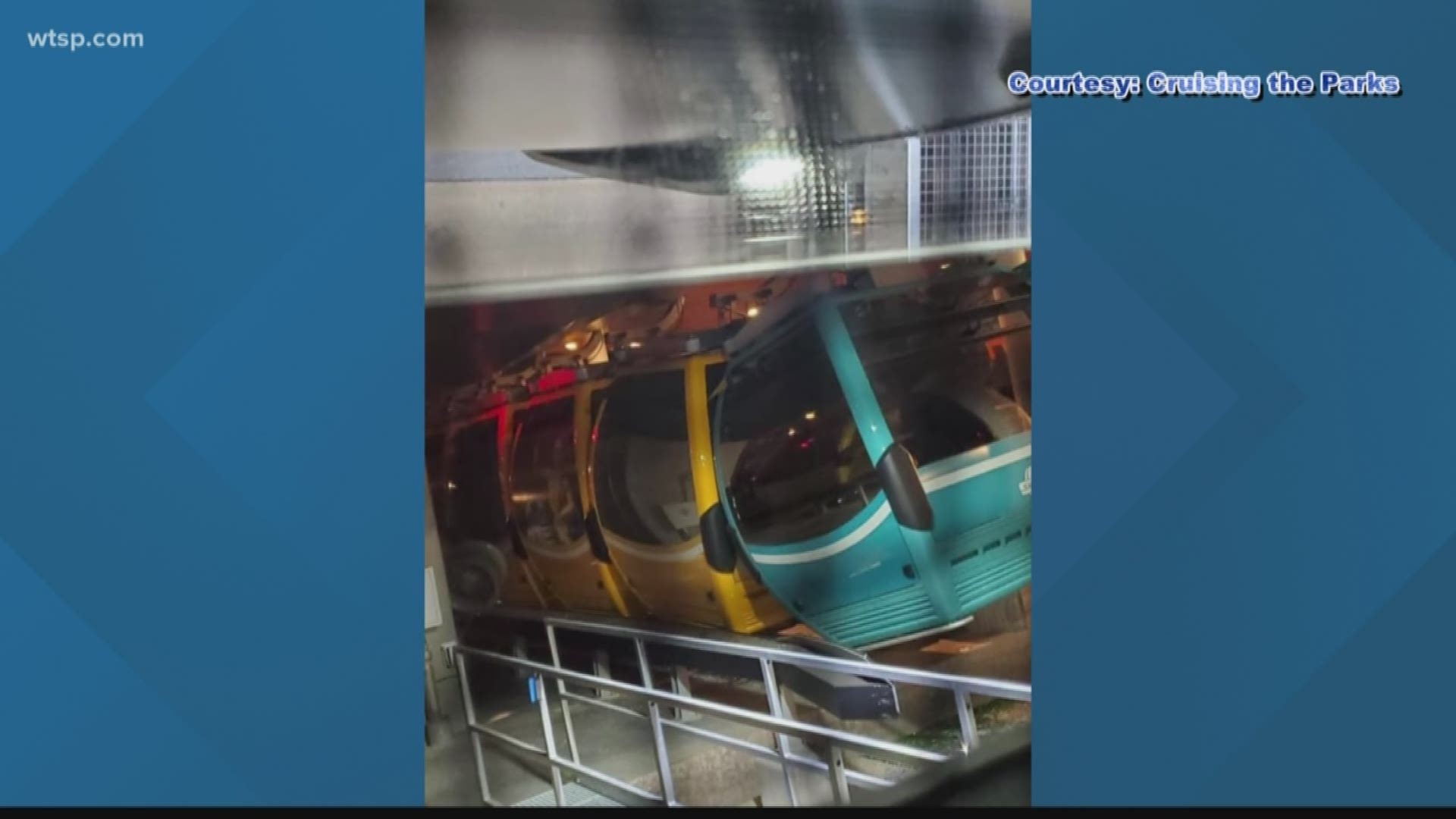 Firefighters have responded to help Walt Disney World park-goers who have been stuck aboard the Florida resort's newly launched aerial cable car system.