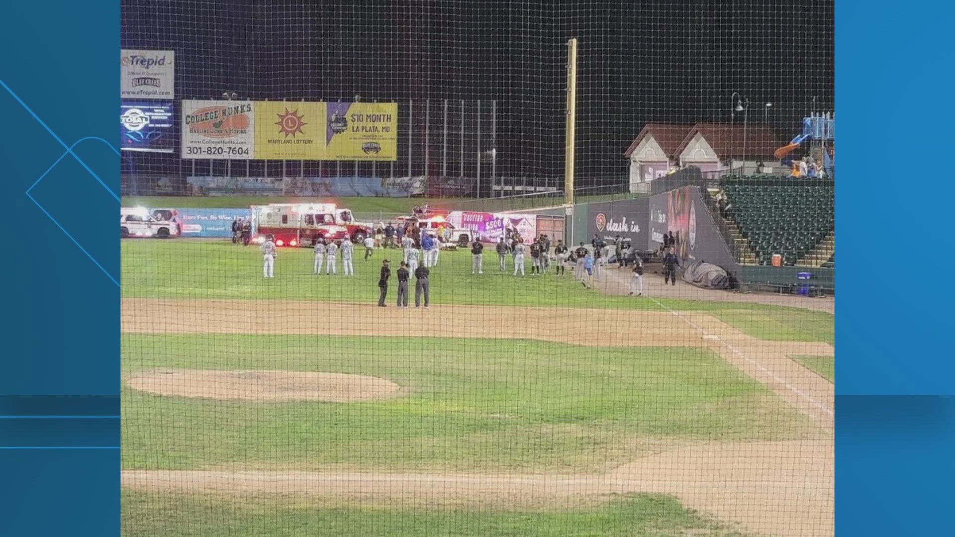 Crowds reported they saw a bounce house that went airborne and landed on the field. A second minor was also injured.