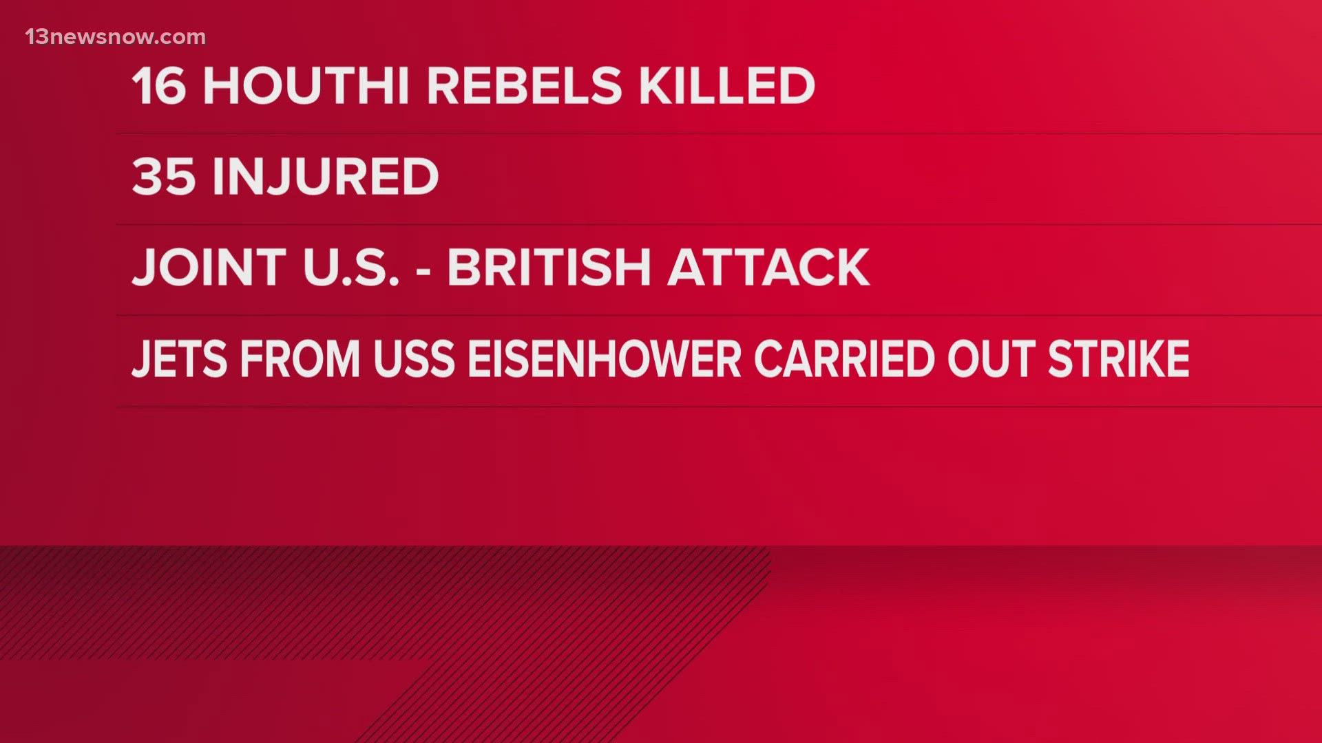 U.S. officials say that fighter jets involved in the strike launched from the USS Dwight D. Eisenhower aircraft carrier.