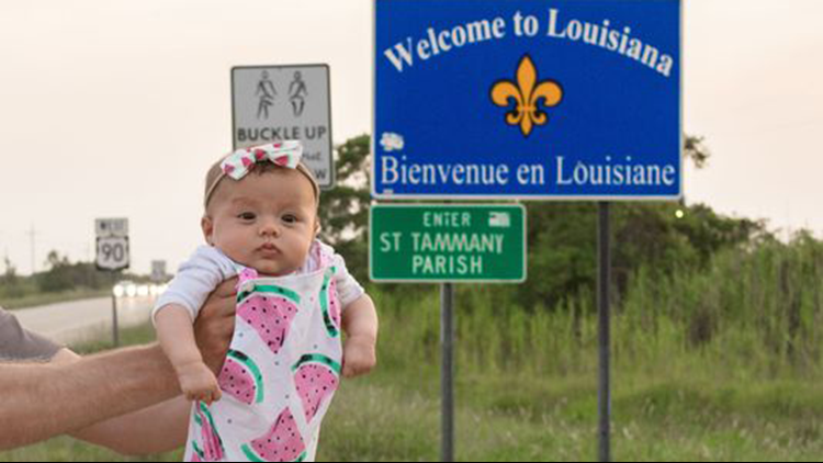 Newborn's epic road trip brings her to Louisiana