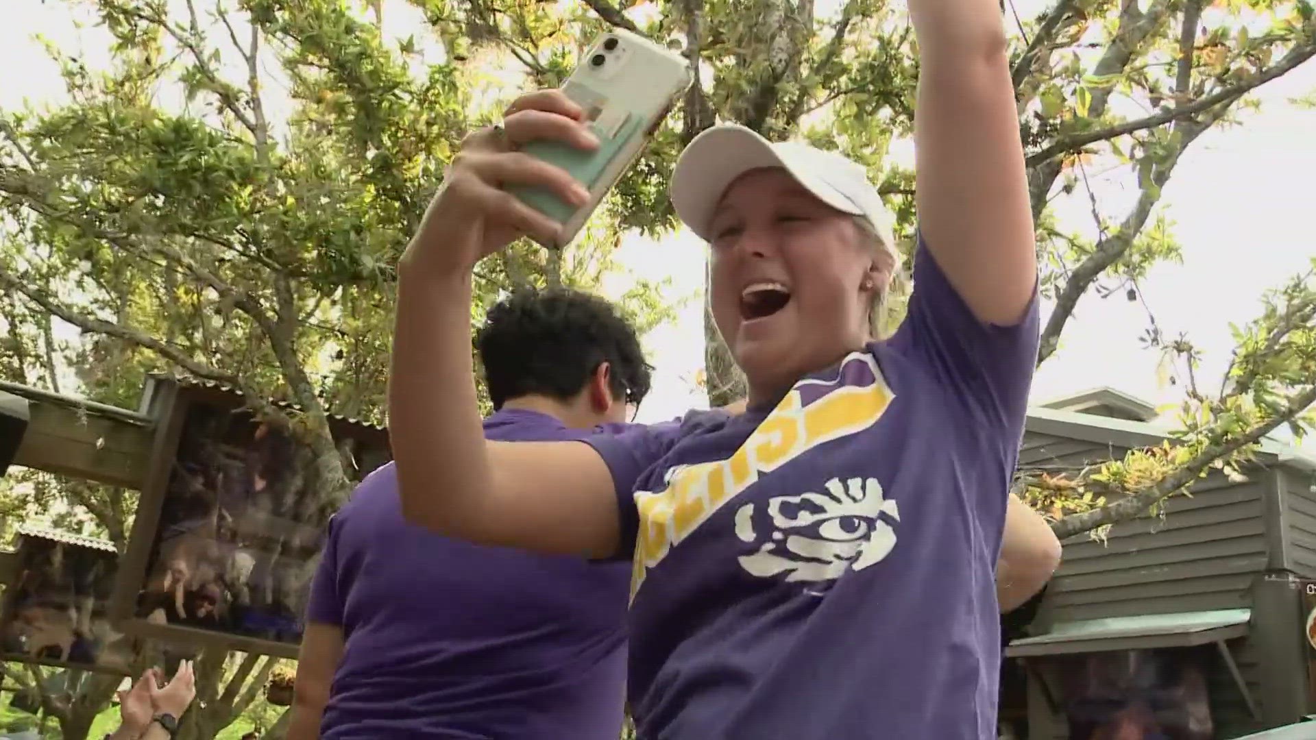 LSU fans at the Wrong Iron bar in New Orleans celebrated the historic win by the Tigers in the women's championship.