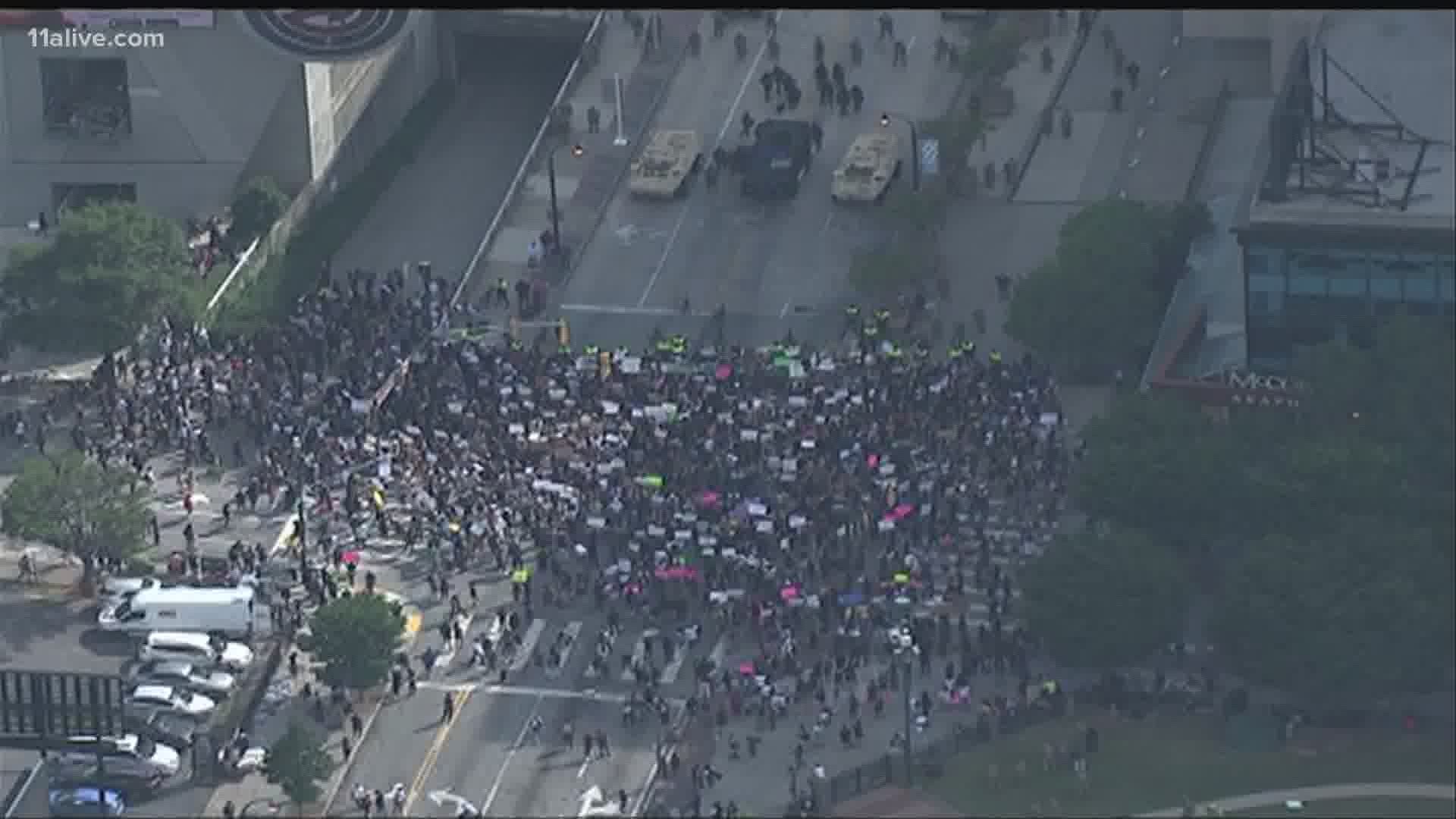 Groups are gathering in Downtown Atlanta.