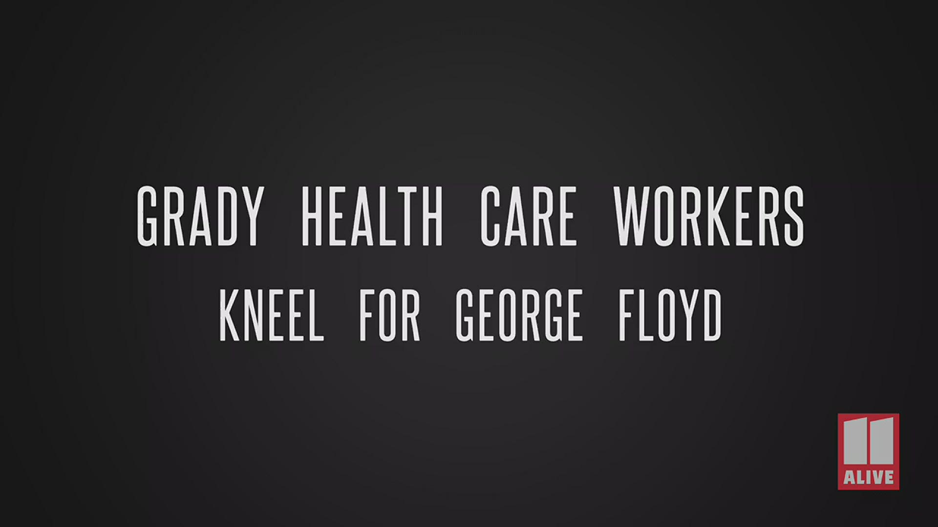 Medical workers at Grady Memorial Hospital took a moment to kneel in memory of George Floyd on Friday, June 5, 2020 amid protests in Atlanta.