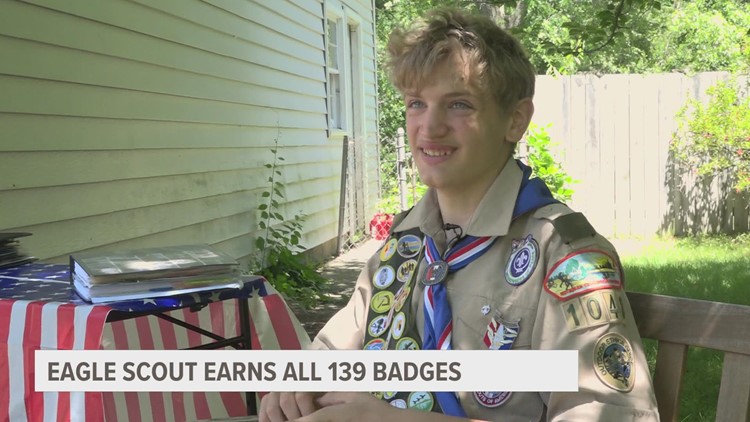 14-year-old Eagle Scout from Whitehall, Michigan earns all 139 merit badges